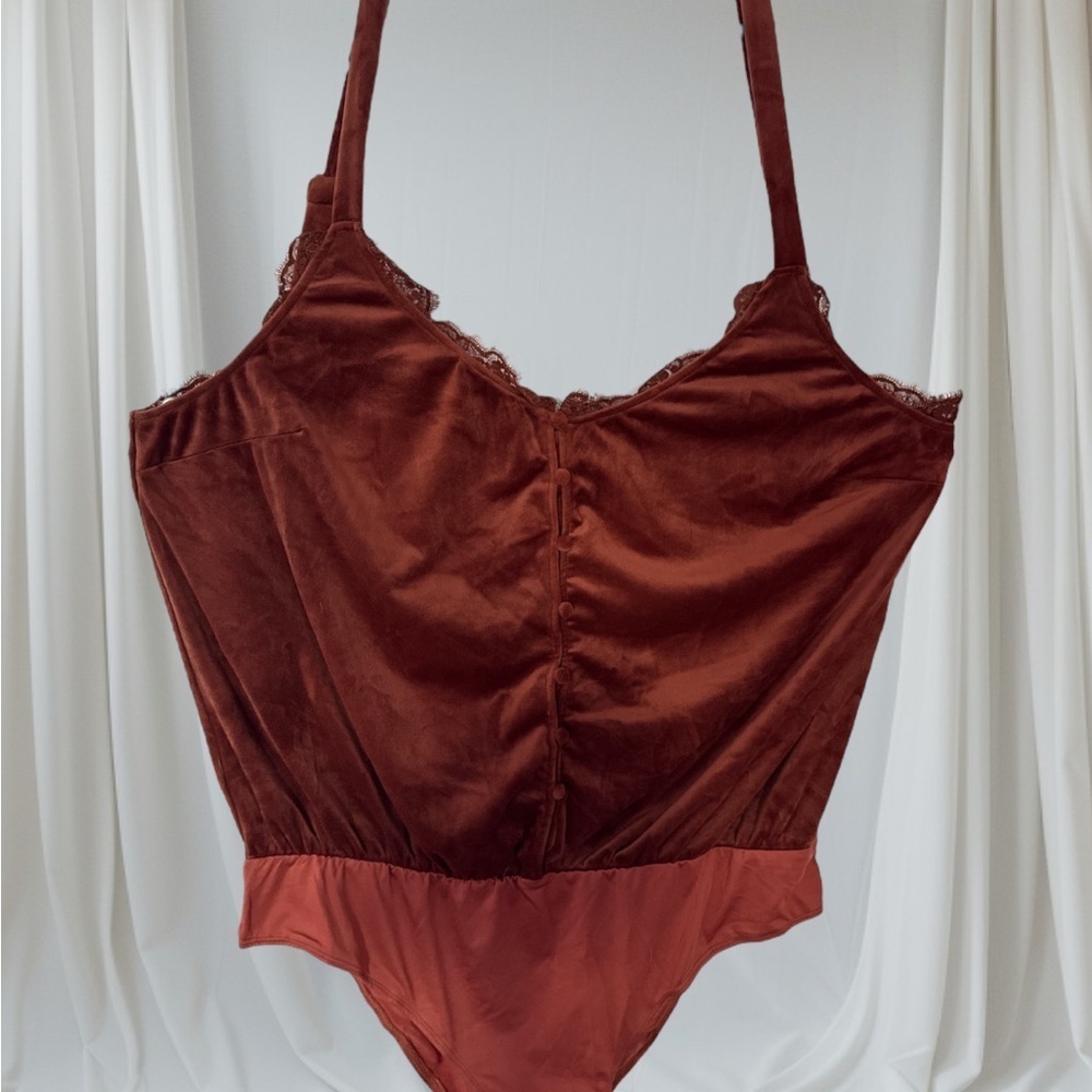 3/$13 White Birch Elegant Rust Velour Bodysuit